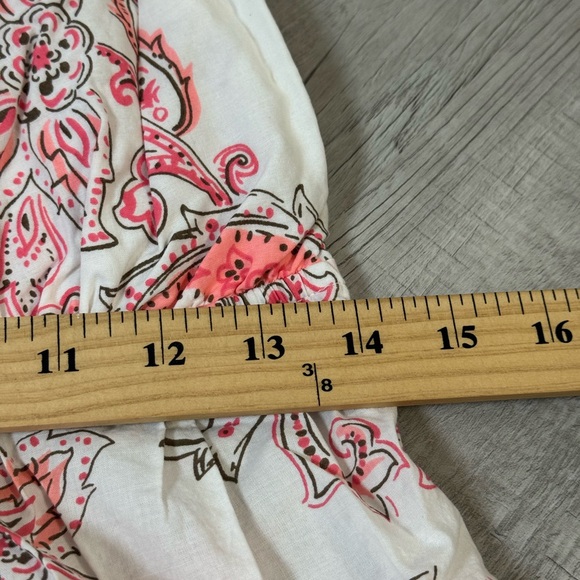 Y2K Faded Glory Paisley Tank Top Juniors S Smocked Pink White 2000s Cotton - Picture 7 of 8